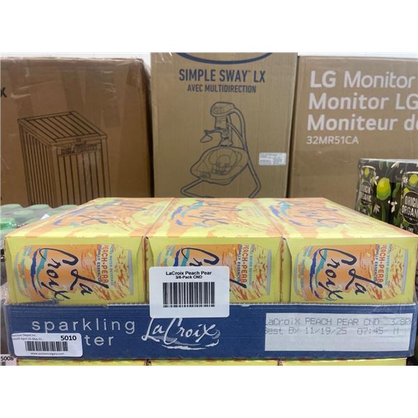 LaCroix Peach Pear Sparkling Water, 3 Cases of 8-Pack Cans