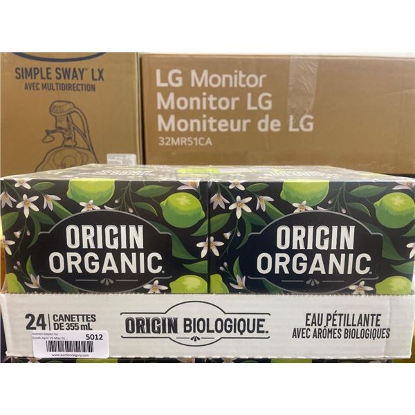 Origin Organic Sparkling Water with Lime Flavor – 24 x 355 ml Cans