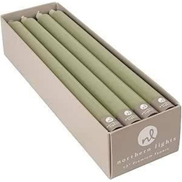 Northern Lights 12in Premium Tapers, Sage, Made in Germany