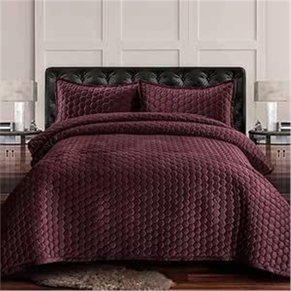 Tribeca Living Lugano 260-GSM Velvet 3-Piece Queen Quilt Set