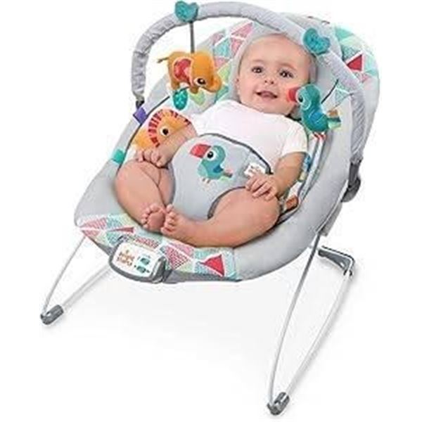 Bright Starts Toucan Tango Bouncer with Taggies and Soothing Features