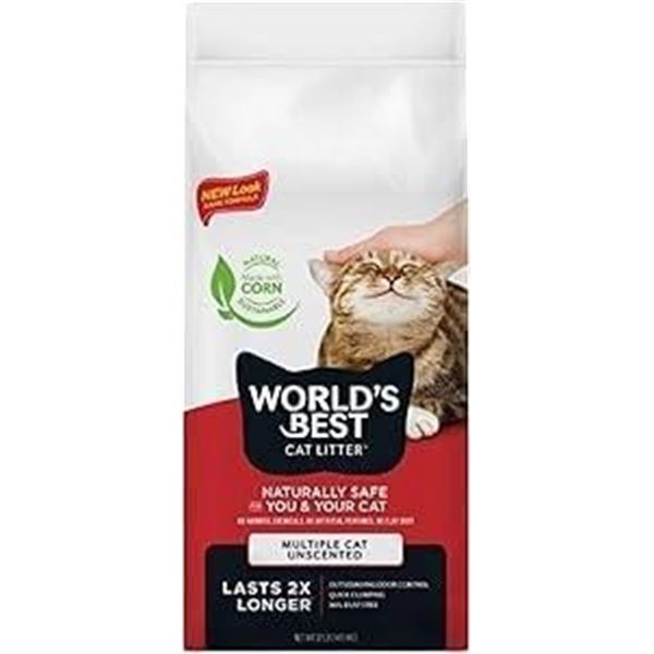 World’s Best Cat Litter 32 lb Multiple Cat Unscented, #10194