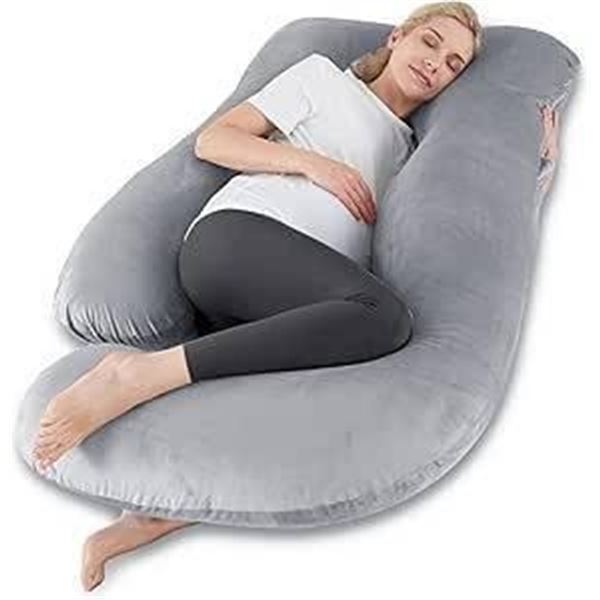 Gray Full-Body Support Pillow with Soft Cover