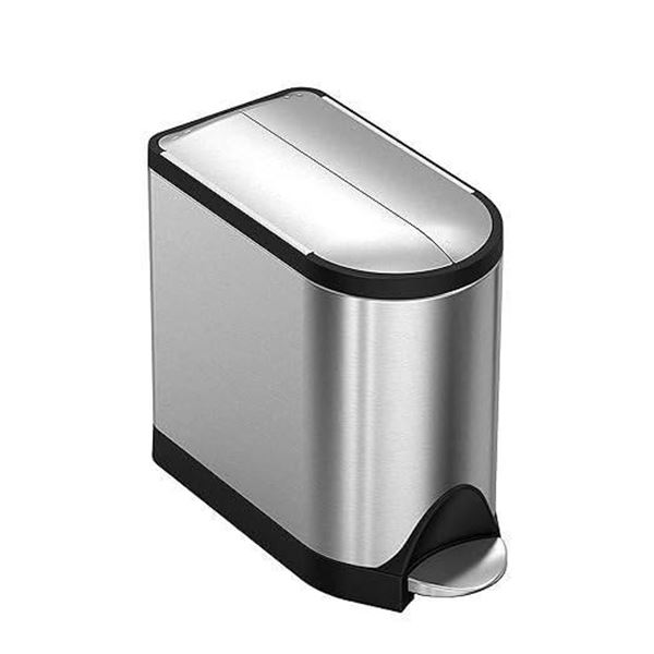Simplehuman 10-Liter / 2.6-Gallon Butterfly Lid Trash Can in Brushed Steel