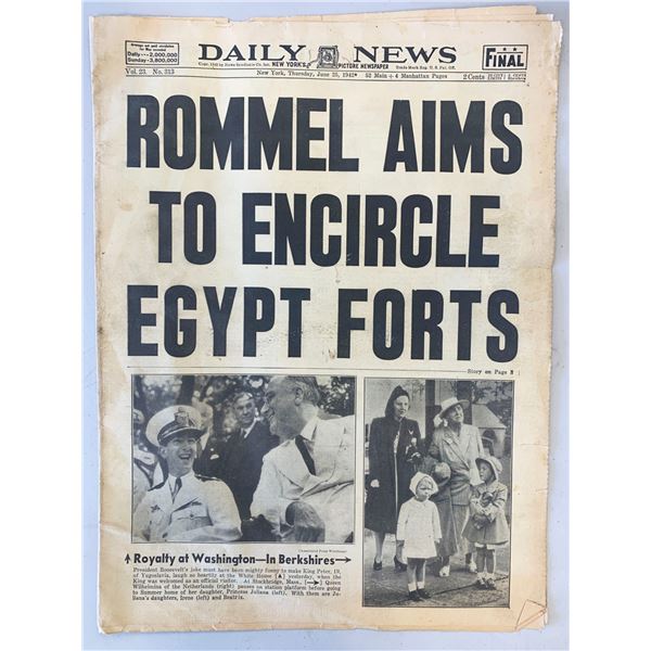 Daily News Original 1942 Vintage Newspaper