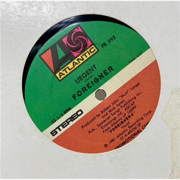 Foreigner "Urgent" 12" Promo Vinyl Single – 1981 Atlantic Rock Pressing