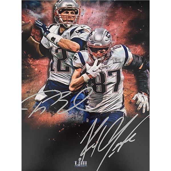 New England Patriots legends Tom Brady and Rob Gronkowski signed photo