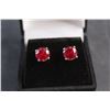 Image 2 : ^4.00 CT TW Round Brilliant Cut Lab Created Red Rubies Set in 4 Claw Heads Set 925 Silver Earrings