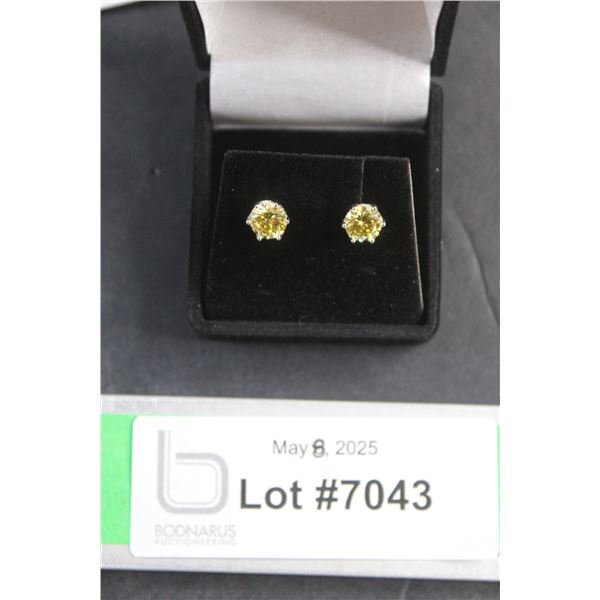 ^2.00 CT TW GRA Certified Moissanite VVS Vivid Color Stones 925 Silver Earrings