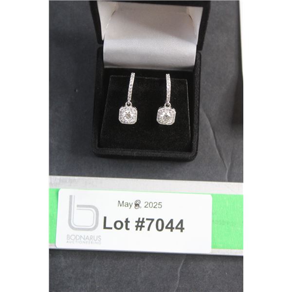 ^1.00 CT TW GRA Certified Moissanite VVS D Color Stones 925 Silver Earrings