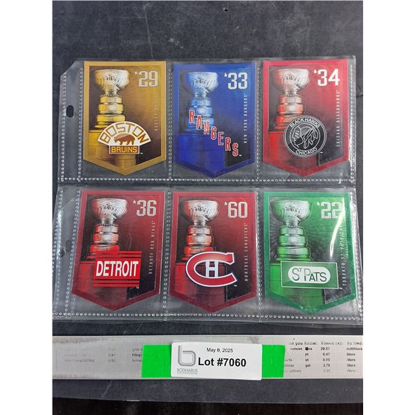 (6) Assorted NHL Team Banner Trading Cards - Authenticity Not Guaranteed