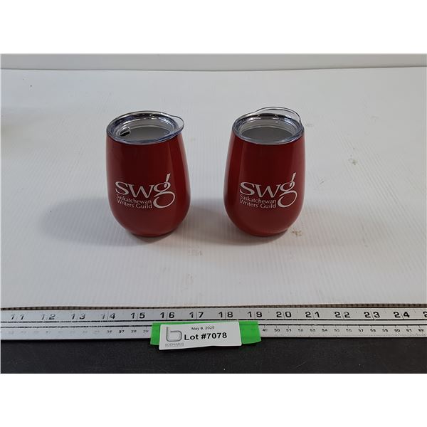 (2) Saskatchewan Writers' Guild Insulated Wine Glasses