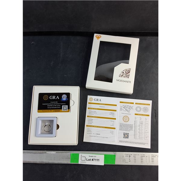 0.80 CT GRA Certified Moissanite VVS D Color 925 Silver Ring