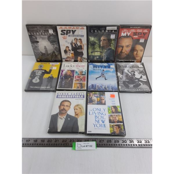 (10) Sealed DVD Movies (Secret Life of Walter Mitty, Lucky Them, The Lighthouse)
