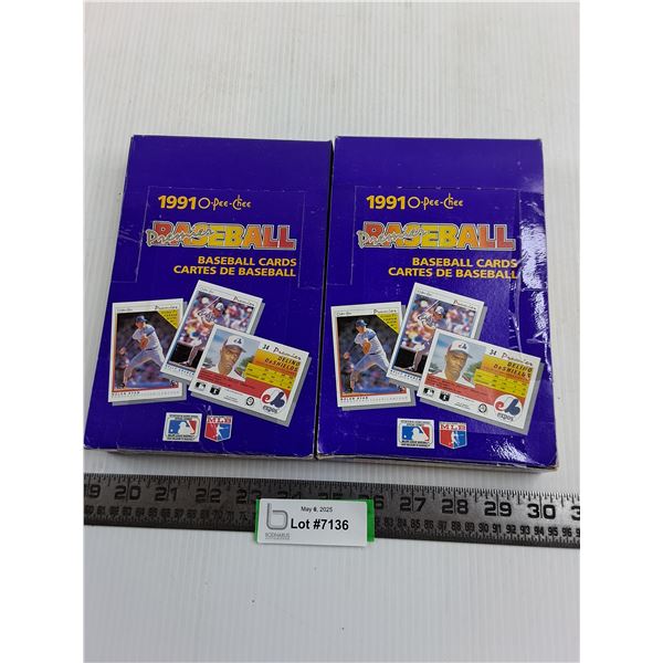 (2) Boxes of Unopen O-Pee-Chee 1991 MLB Baseball Cards