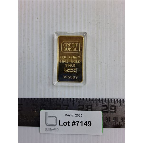 Credit Suisse One Ounce Replica Gold Ingot - Cannot Guarantee Authenticity