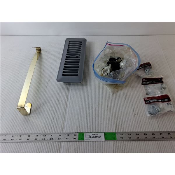 (4) 2.5" Tall Castors, Register Cover, (3) 2.5" Hasps, Misc.