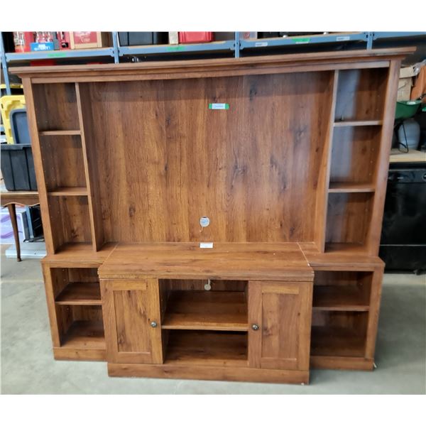 *Wood Entertainment Centre 62.5" Tall x 68.5" Long x 17" Wide, Cannot Ship
