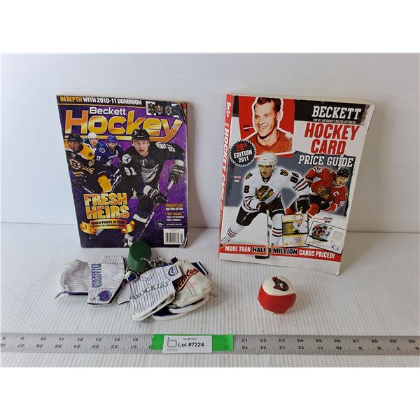 Hockey Lot- Senators Hackey Sack Ball, (6) Jersey Coinpurses, (2) Card Price Guides