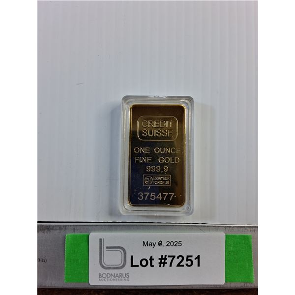 One Ounce 999.9 Fine Gold Bar - Authenticity Not Guaranteed