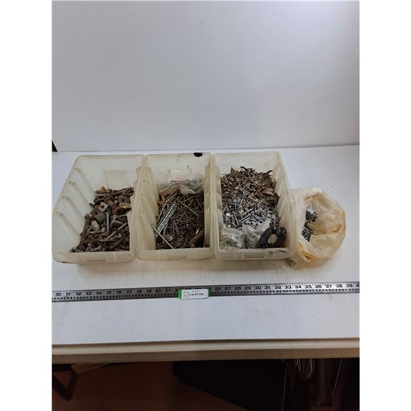 (3) Stackable Shop Bins with Contents