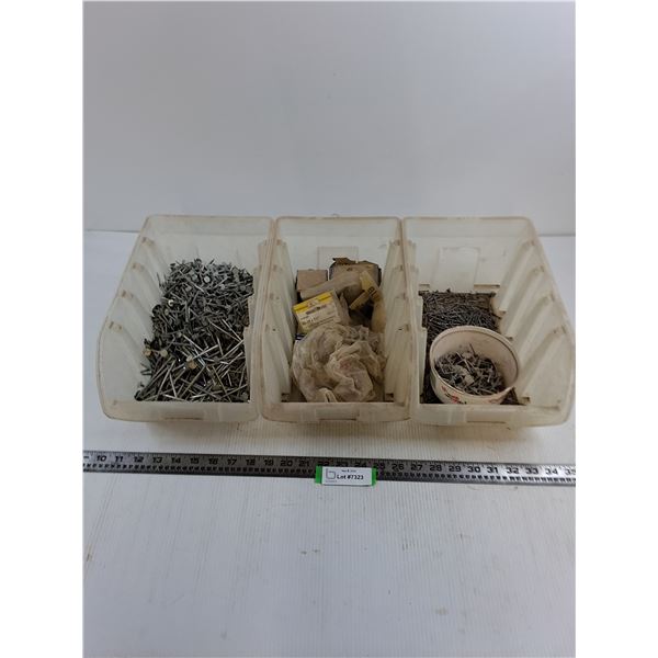 (3) Stackable Shop Bins with Contents