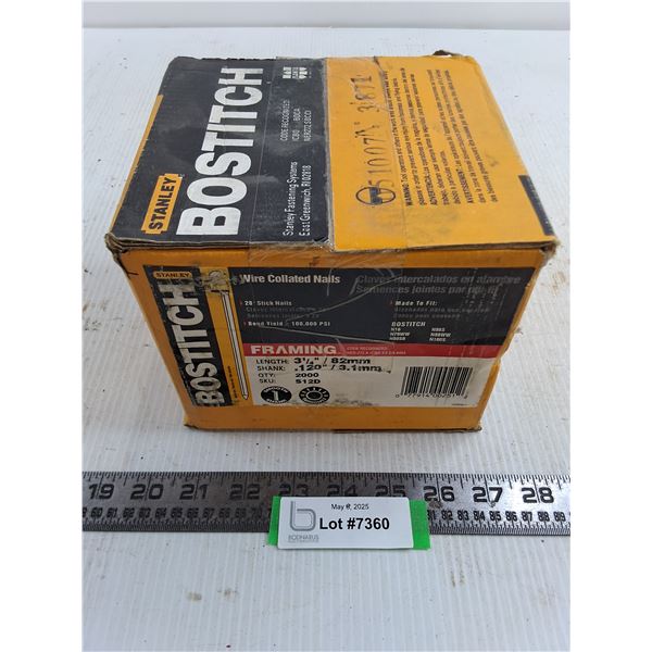 Stanley Bostitch Box of 2000 Wire Collated Nails - Unopen - Cannot Ship