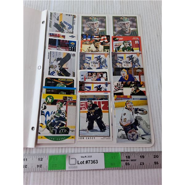 Page of Jon Casey Hockey Cards
