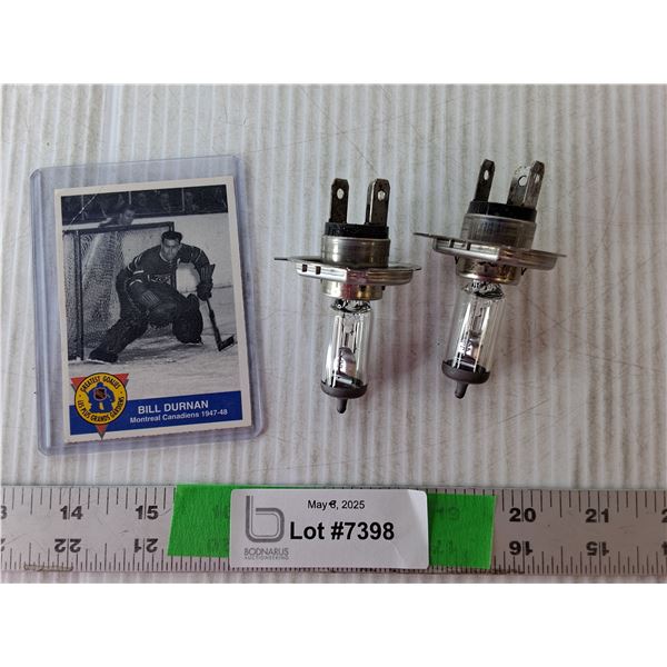 (2) Headlight Bulbs & Bill Durnan Hockey Card