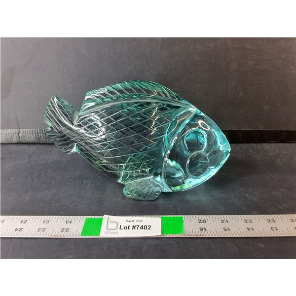 Blue Glass Fish Ornament 10" Long