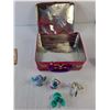 Image 2 : (3) Bakugan Figurines, Cards & Shopkins Tin- As Is