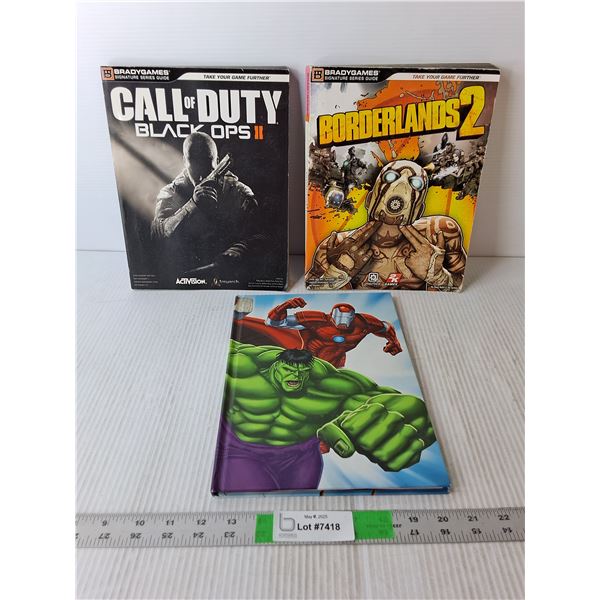(3)Books- Game Series Guides- Borderlands 2 & Call of Duty Black Ops 2 & Marvel