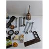 Image 5 : Grease, Oil Can, Wrenches, Carpenters Square, Metal Wire, Drill Bits and Misc