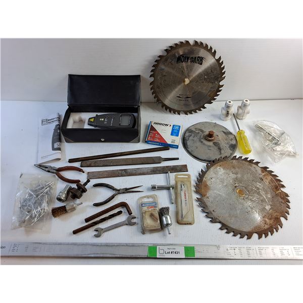 Circular Saw Blades, Metal File, Screwdriver, Pliers and Digital Laser