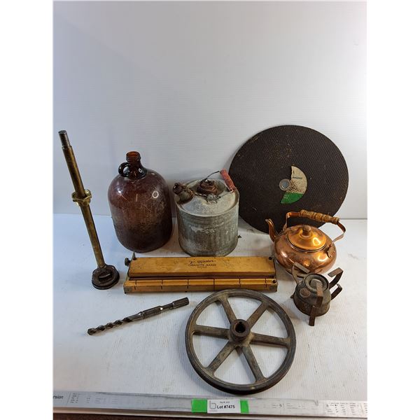 Cigarette Maker, Grinding Disc, Glass Bottle, Oil Can, Tea Pot and Misc