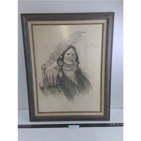 Indigenous Themed Wood-Framed Wall Art - 29" x 23" - Pick Up Preferred