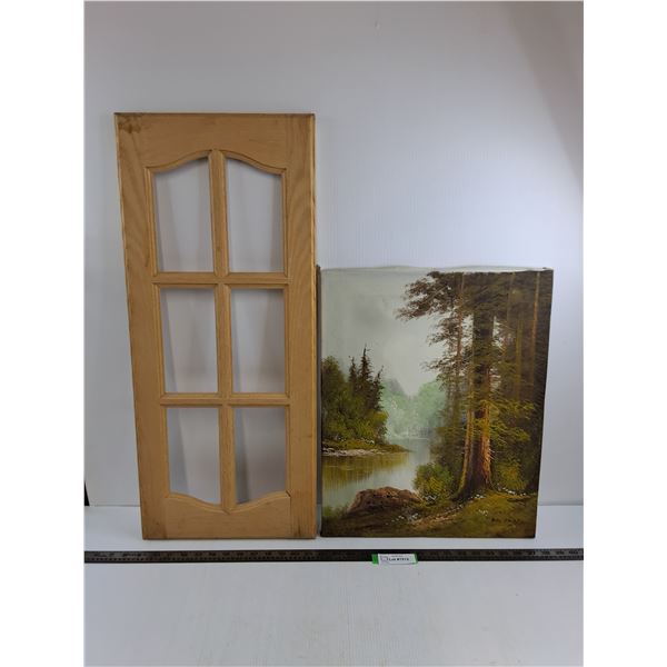 Wooden "Window Style" Picture Frame - 30" x 13", Canvas Wall Art - 20" x 16" - Pick Up Preferred