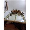 Image 2 : Vintage Wood Framed Mirror with Dried Flowers 35" x 29" - Cannot Ship