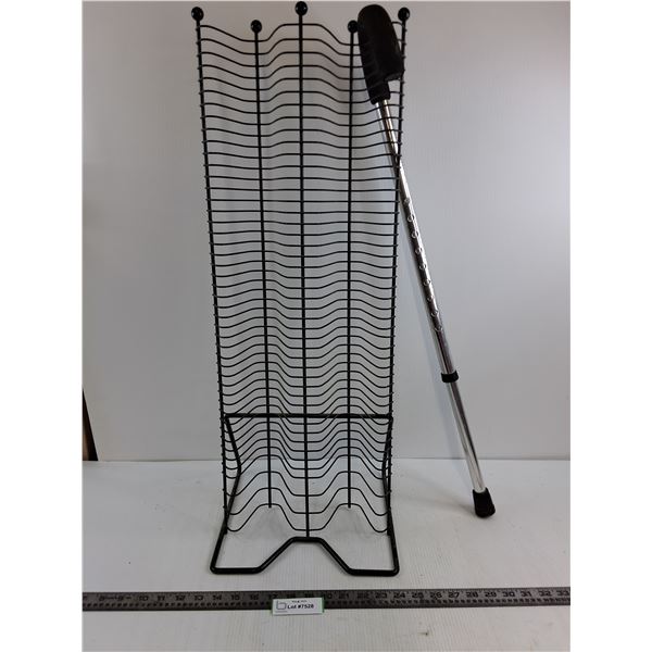 Metal Wire Media Rack 30" Tall, Adjustable Length Aluminum Walking Cane - Cannot Ship
