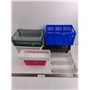 Image 1 : Assorted Plastic Bins, Baskets, Metal Product Shelves