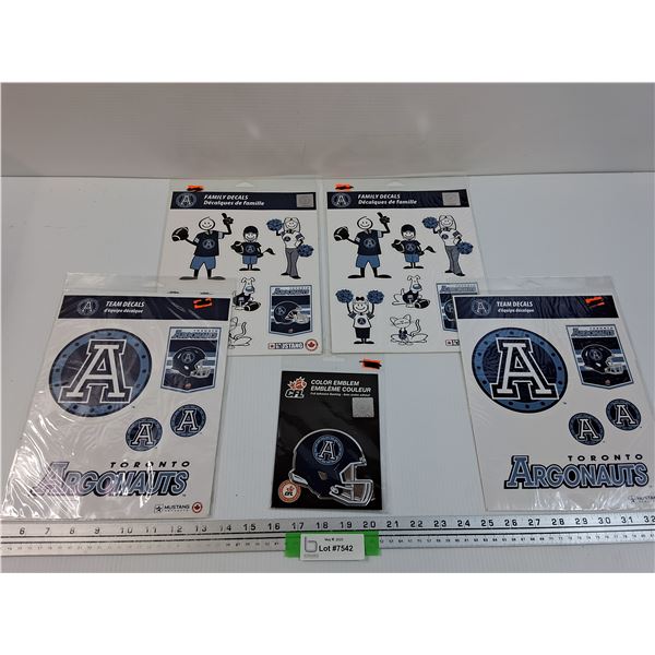 Toronto Argonauts Football Lot: (4) Family Decal Sets & Helmet Emblem