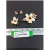 Image 1 : Leather Dogwood Flower Brooch Set & Earrings Set