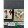 Image 1 : Jewelry Lot: (2) Brooches, Handmade Earrings