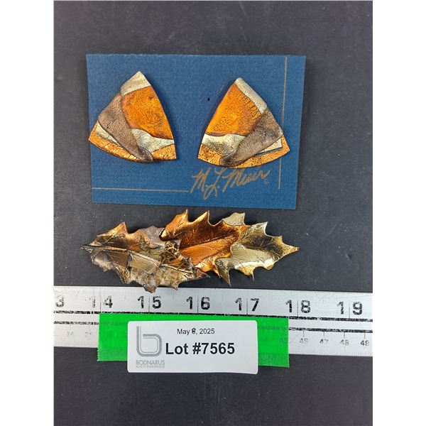 Fall Jewelry Set: Earrings & Brooch