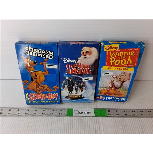 (3) Kids' VHS- Scooby-Doo, Winnie the Pooh, One Magic Christmas