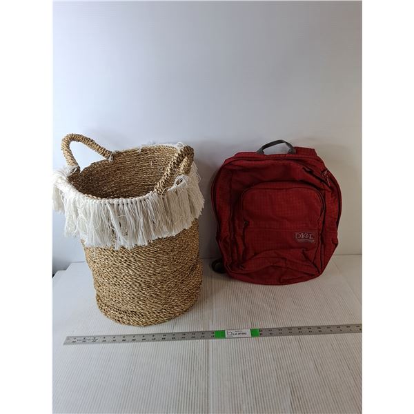 Woven Laundy Basket 17.5" Tall & Dakine Backpack