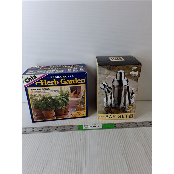 6 Piece Bar Set & Terra Cotta Herb Garden