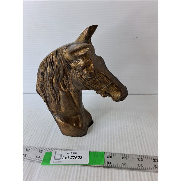 Painted Metal Horsehead Figurine 7.75" Tall