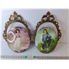 Image 1 : (2) Victorian Era Style Paintings with Frames- As Is 18" Tall