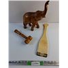 Image 1 : Wooden Scraper, Wood Elephant Carving and Wooden Hammer